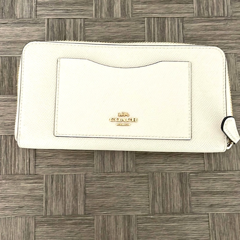 Cream/white coach large wallet